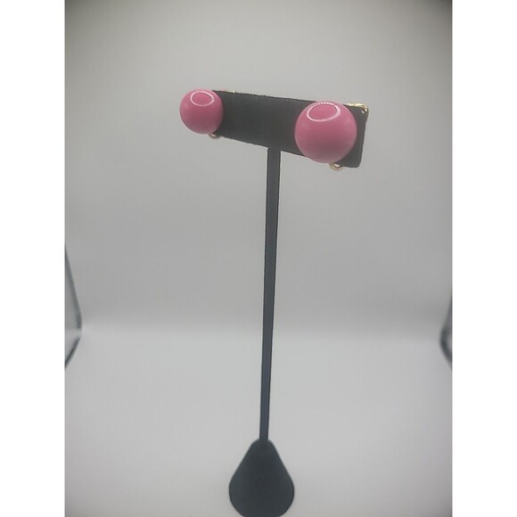 Vintage Avon Clip On Earrings Pink Round Womens Jewelry Costume - Picture 5 of 8